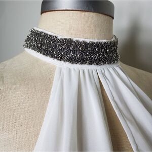 White Embellished Keyhole Halter Dress by …